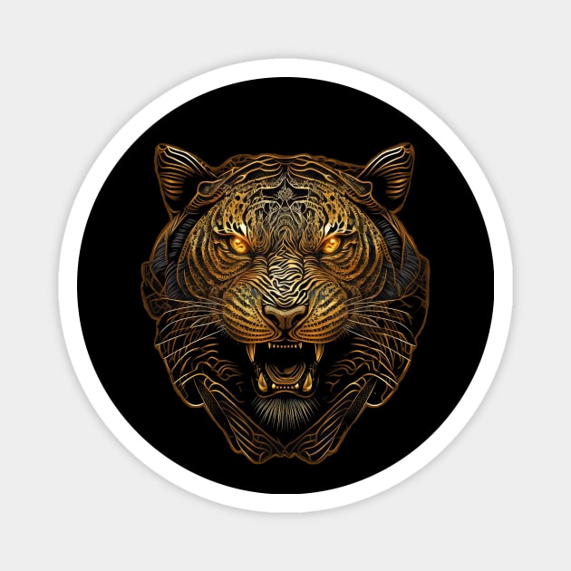 Growling Golden Tiger Magnet by Mojitojoe